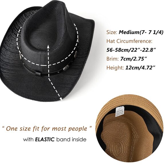 8935 Straw Cowboy Hat For Women & Men Western Cowgirl With Wide Brim main image 5